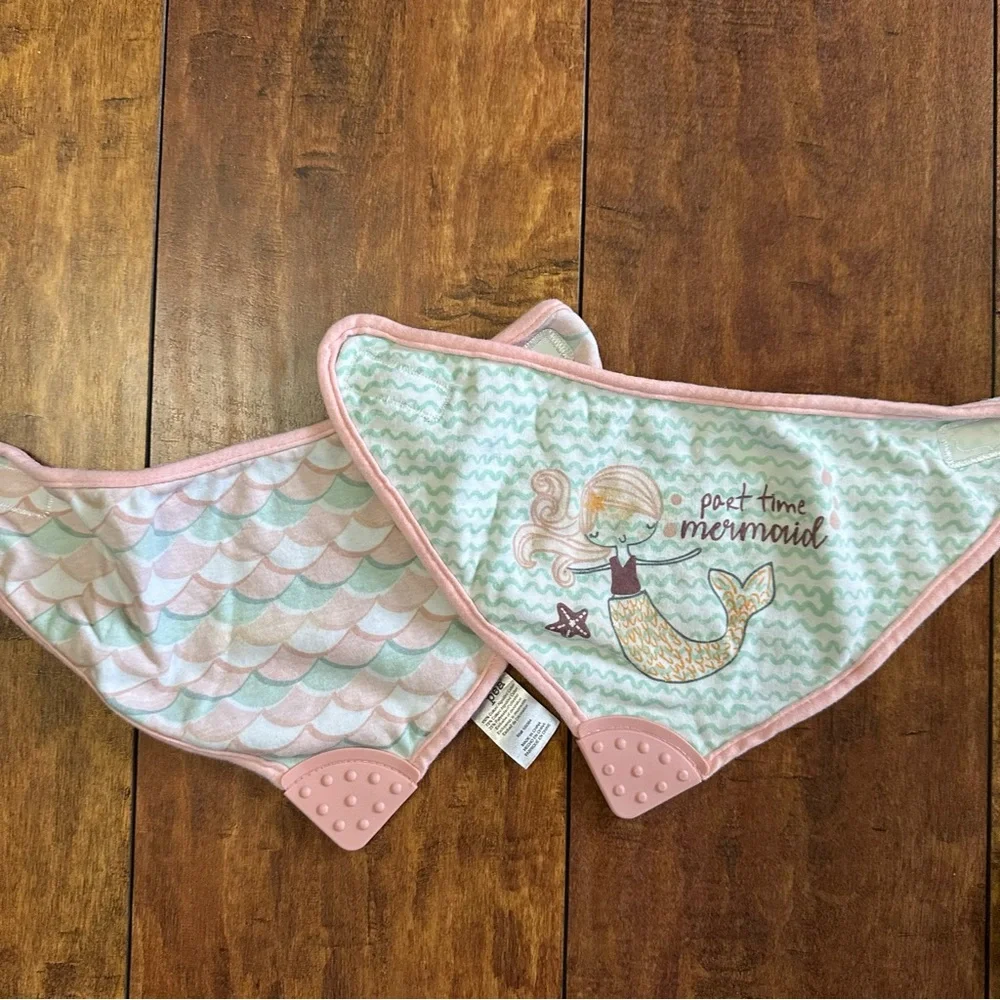 Assorted Baby girl Bibs Set - Multicolor & teething